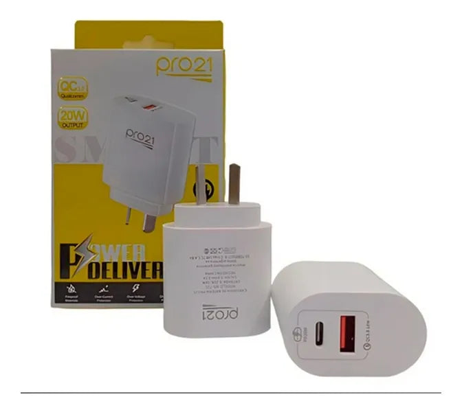 Cargador Pro 21 Ultra Rápido 20w Para Samsung/moto Usb/tipoc