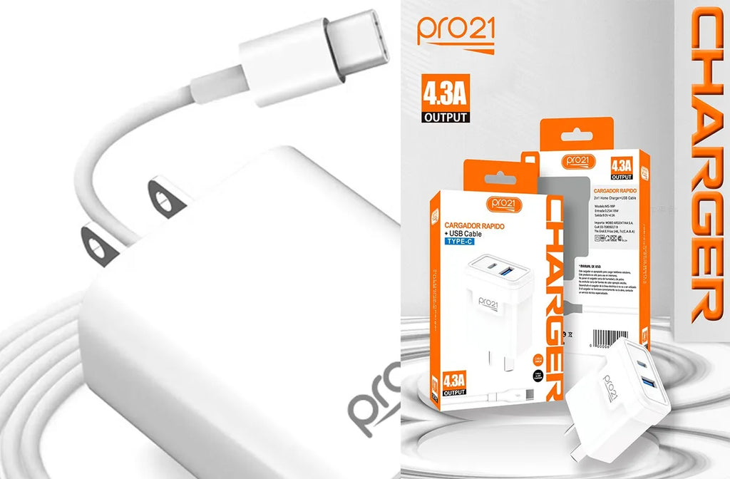 Cargador 4.3a Carga Super Rápida Samsung/motorola Typec/USB