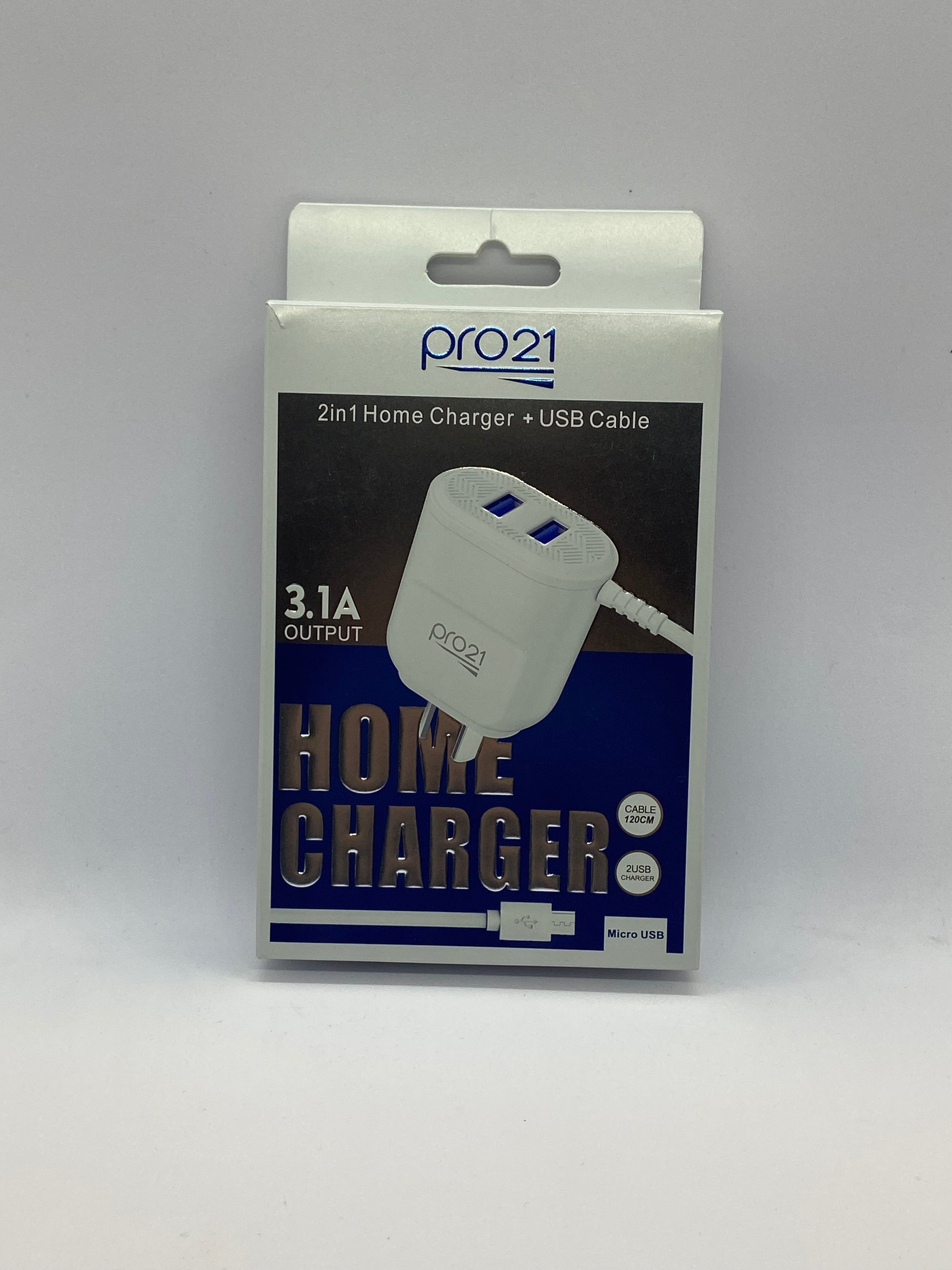 Cargador Pro21 3.1a Carga Rápida 2usb Y Cable Micro 1.2m Android!