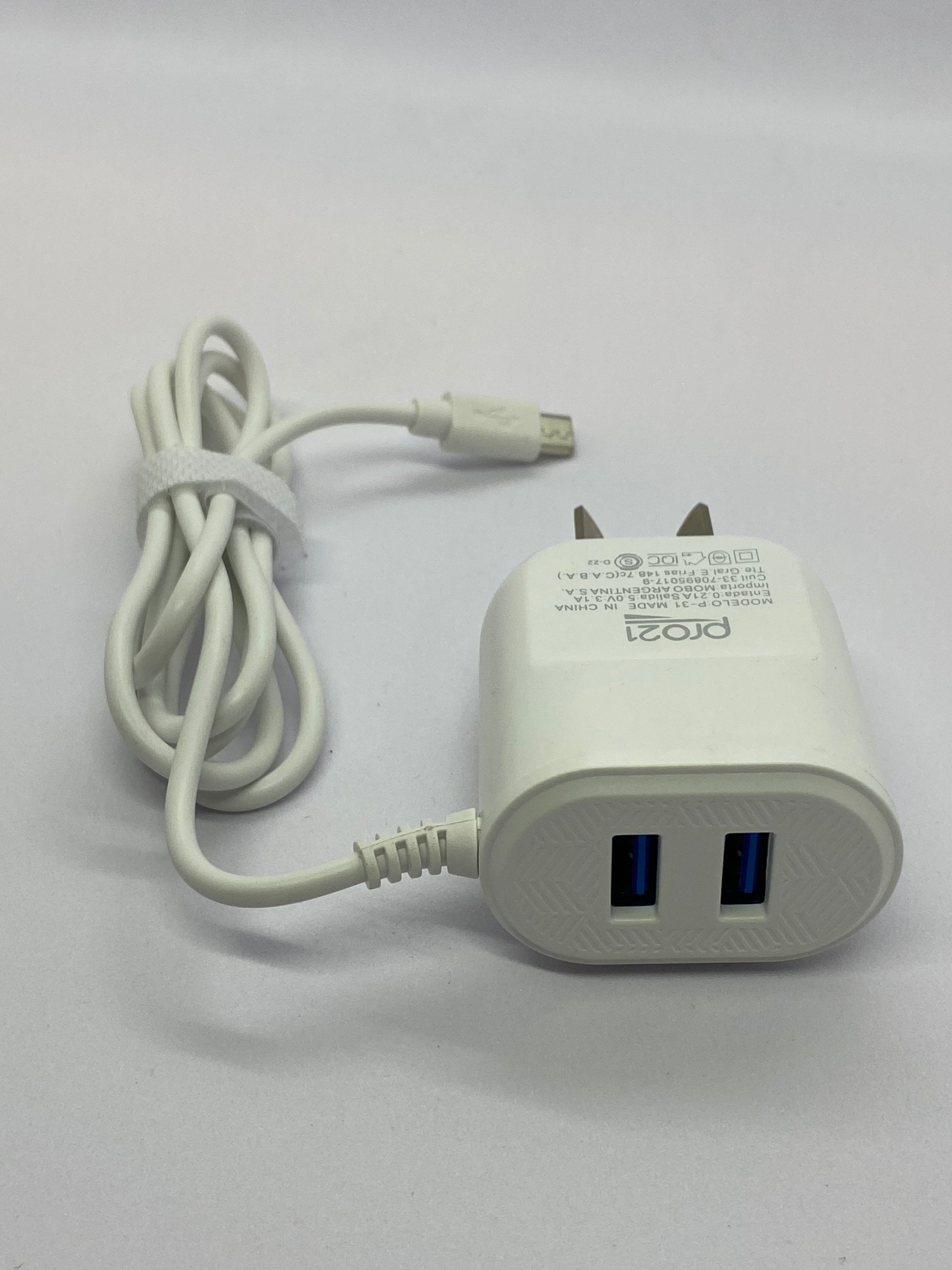 Cargador Pro21 3.1a Carga Rápida 2usb Y Cable Micro 1.2m Android!
