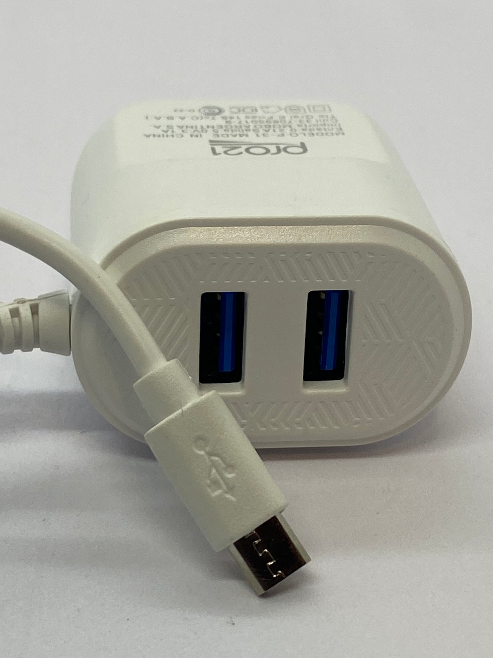 Cargador Pro21 3.1a Carga Rápida 2usb Y Cable Micro 1.2m Android!